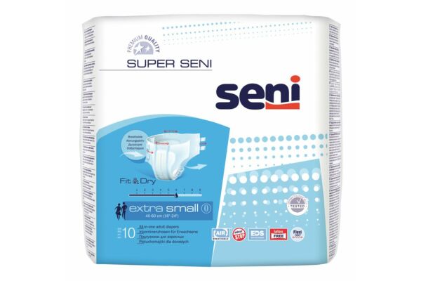 Super Seni changes complets XS respirants tour de taille 40-60cm 6 gouttes 10 pce