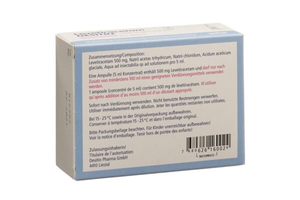 Levetiracetam DESITIN conc perf 500 mg/5ml 10 amp 5 ml