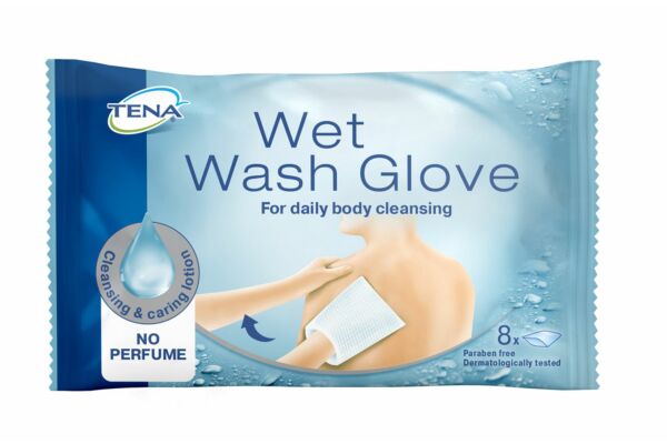 TENA Wet Wash Glove non parfumé 8 pce