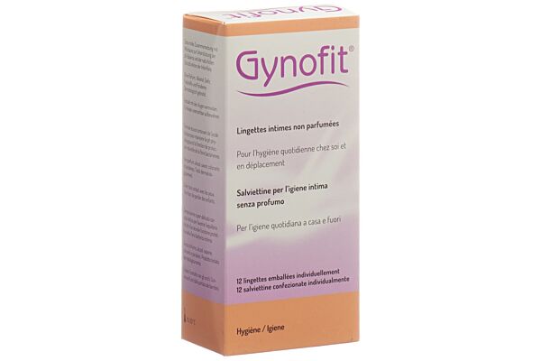 Gynofit lingettes intimes à l'acide lactique non parfumées 12 pce