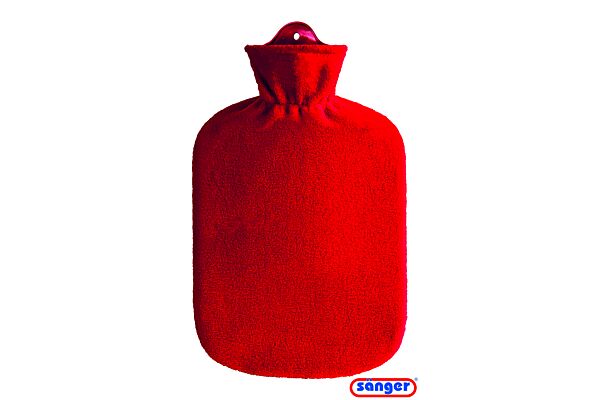 SÄNGER Wärmflasche 2l Fleecebezug rot