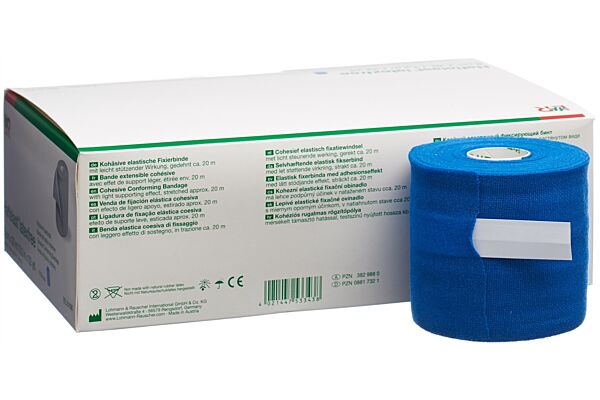 Haftelast sans latex bande de fixation cohésive 8cmx20m bleu 6 pce