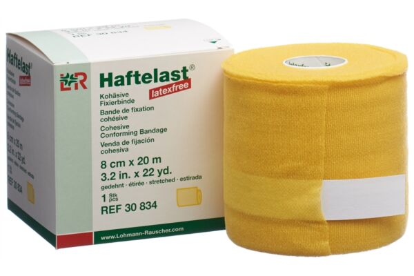Haftelast sans latex bande de fixation cohésive 8cmx20m jaune