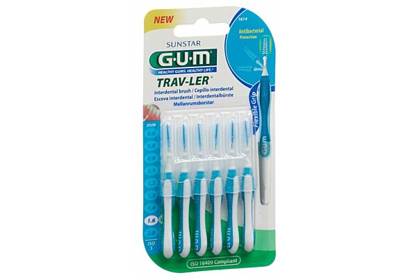 GUM Trav-Ler 1.6mm ISO 5 conic bleu 6 pce