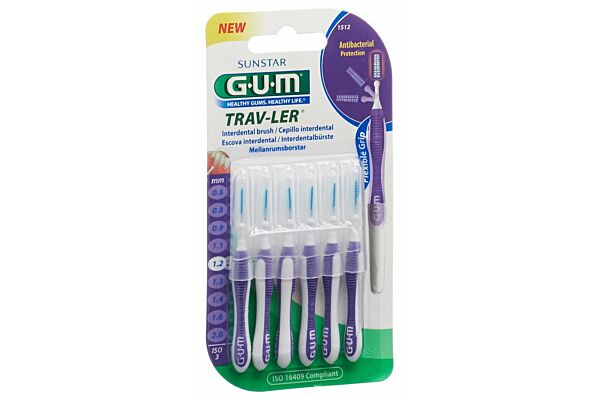 GUM Trav-Ler 1.2mm ISO 3 cylindric violet 6 pce