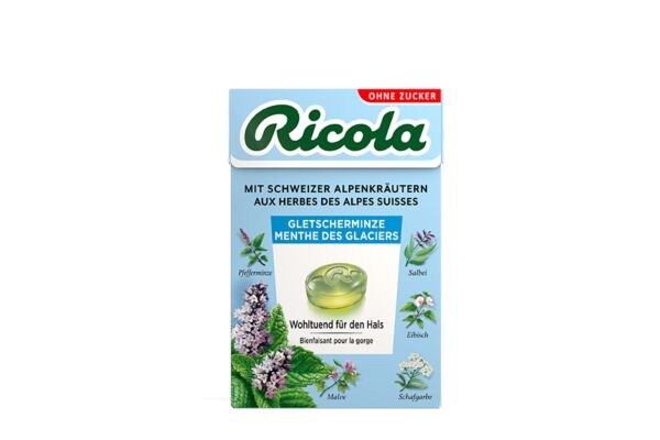 Achat Ricola menthe des glaciers bonbons aux herbes sans sucre avec stevia  box 50 g en ligne
