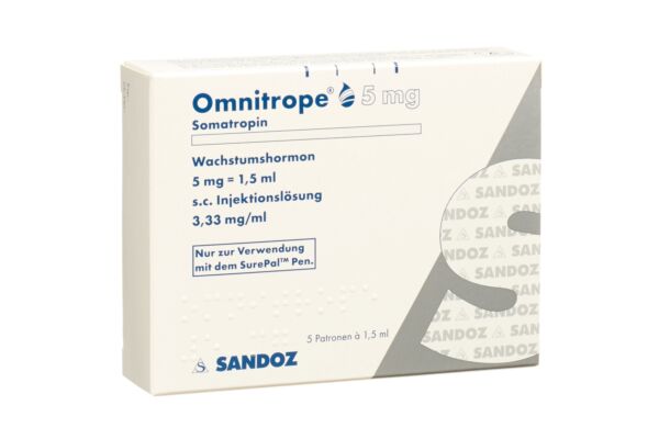 Omnitrope Patrone für SurePal Inj Lös 5 mg/1.5ml 5 Stk