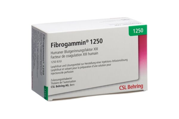 Fibrogammin subst sèche 1250 UI cum solvant avec dispositif de transfer