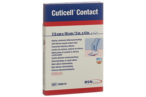 Cuticell Contact pansement silicone à plaie 7.5x10cm 5 pce