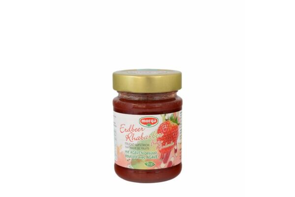 Morga Fruchtaufstrich Erdbeer-Rhabarber Agave Bio Glas 175 g