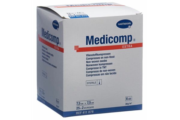 Medicomp Extra 6 plis S30 7.5x7.5cm stérile 25 x 2 pce