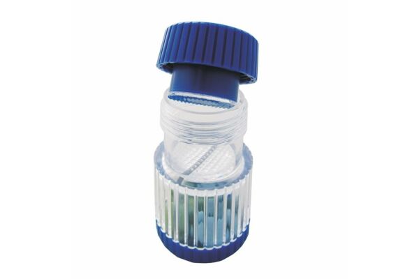 Sundo Tablettenmörser mit Schraubdeckel blau-transparent