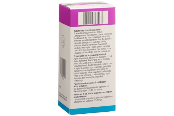 Linezolid Pfizer gran 20 mg/ml pour suspension fl 150 ml