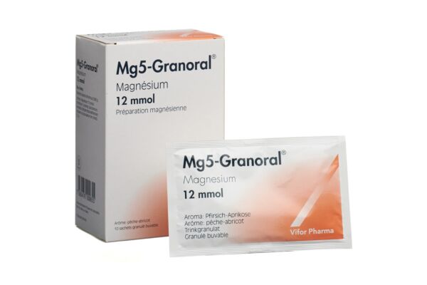 Mg5-Granoral gran 12 mmol pêche-abricot sach 10 pce