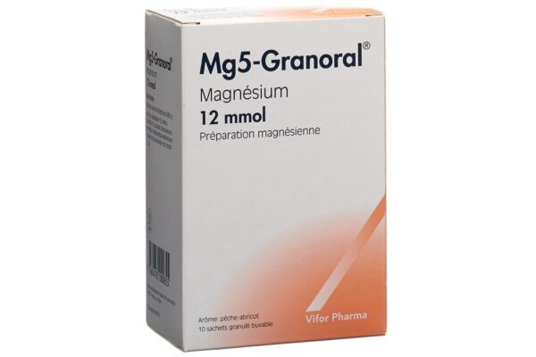 Mg5-Granoral gran 12 mmol pêche-abricot sach 10 pce