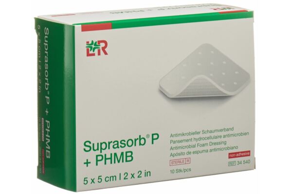 Suprasorb P + PHMB pansement mousse antimicrobien 5x5cm 10 pce