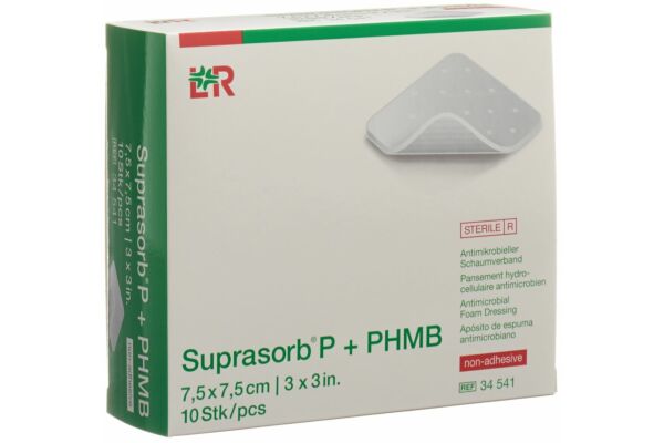 Suprasorb P + PHMB pansement mousse antimicrobien 7.5x7.5cm 10 pce