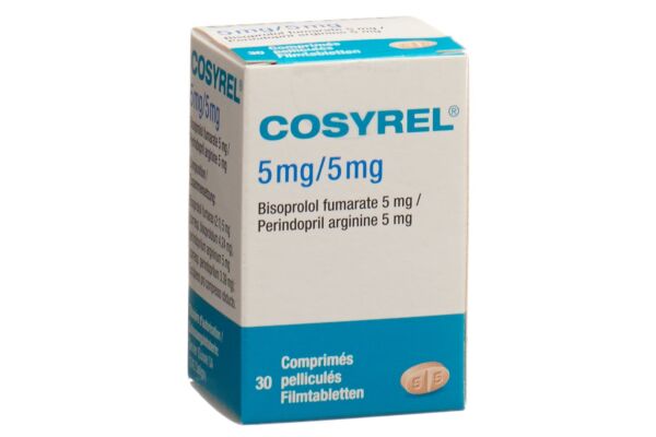 Cosyrel cpr pell Bisoprolol fumarate 5mg/Périndopril arginine 5mg bte 30 pce