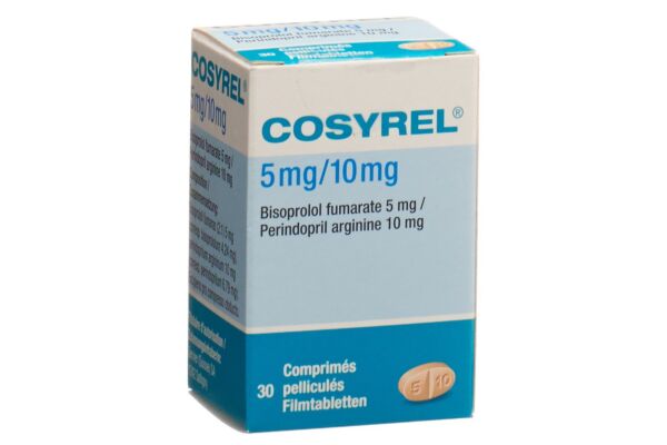 Cosyrel cpr pell Bisoprolol fumarate 5mg/Périndopril arginine 10mg bte 30 pce