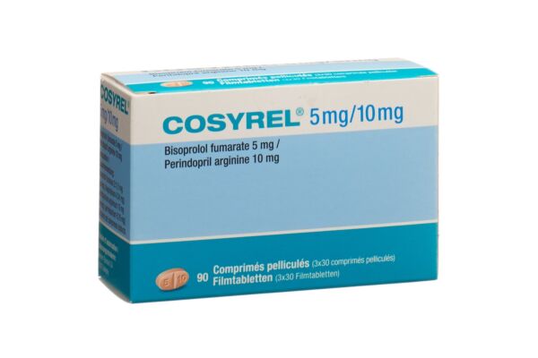 Cosyrel cpr pell Bisoprolol fumarate 5mg/Périndopril arginine 10mg 3 bte 30 pce