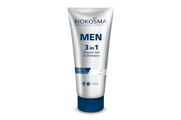 BIOKOSMA MEN 3 in 1 Shower Gel & Shampoo & Face Wash 200 ml