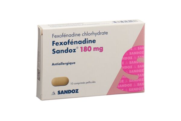 Fexofénadine Sandoz cpr pell 180 mg 10 pce