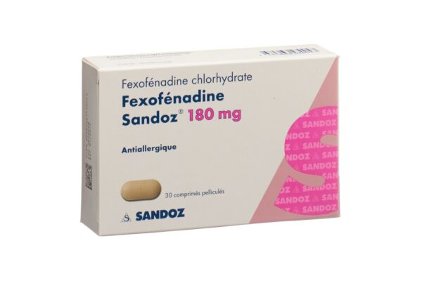 Fexofénadine Sandoz cpr pell 180 mg 30 pce