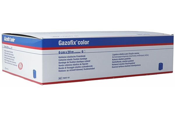 Gazofix kohäsive Fixierbinde 6cmx20m blau latexfrei 6 Stk