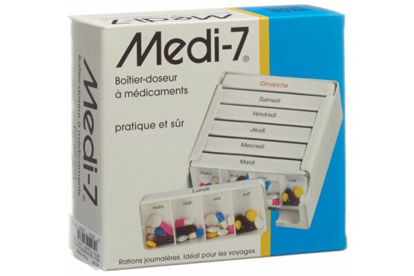 Sahag Medi-7 Medikamentendosierer 7 Tage 4 Fächer pro Tag weiss französisch