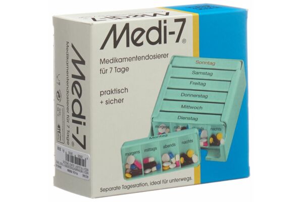 Sahag Medi-7 pilulier 7 jours 4 cases par jour turquoise allemand