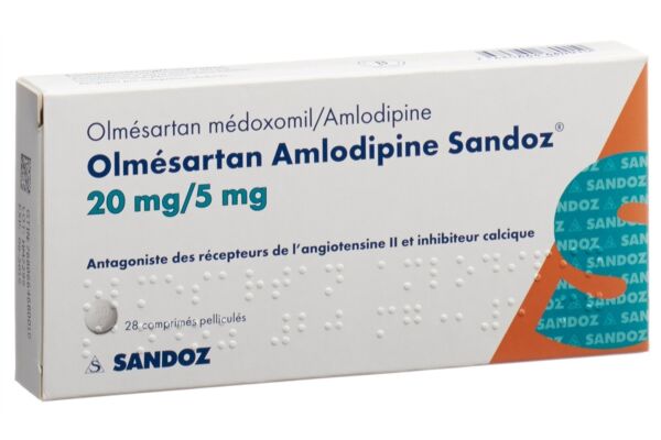 Olmésartan Amlodipine Sandoz cpr pell 20/5 mg 28 pce