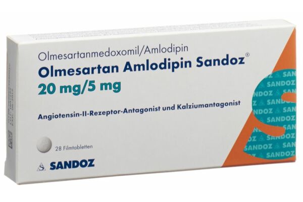 Olmésartan Amlodipine Sandoz cpr pell 20/5 mg 28 pce