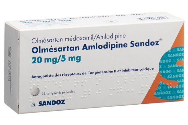 Olmésartan Amlodipine Sandoz cpr pell 20/5 mg 98 pce