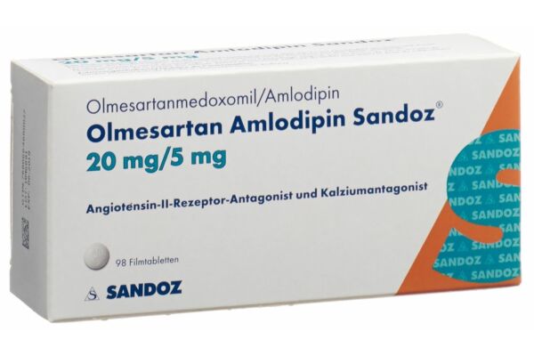 Olmésartan Amlodipine Sandoz cpr pell 20/5 mg 98 pce