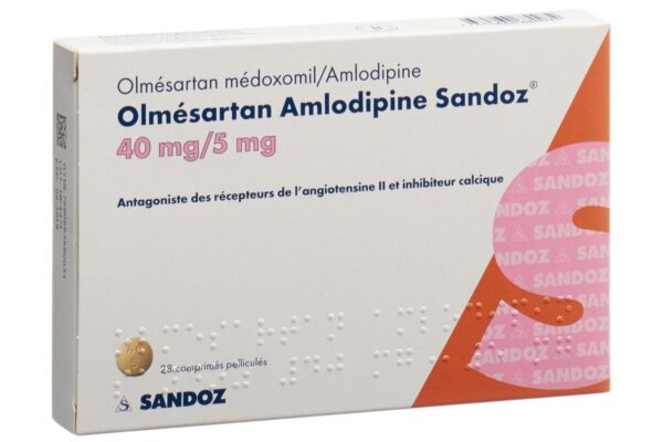 Olmésartan Amlodipine Sandoz cpr pell 40/5 mg 28 pce
