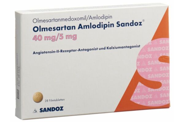 Olmésartan Amlodipine Sandoz cpr pell 40/5 mg 28 pce