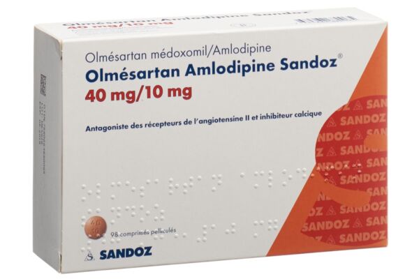 Olmésartan Amlodipine Sandoz cpr pell 40/10 mg 98 pce