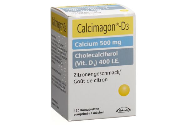 Calcimagon D3 cpr croquer 500/400 citron bte 120 pce