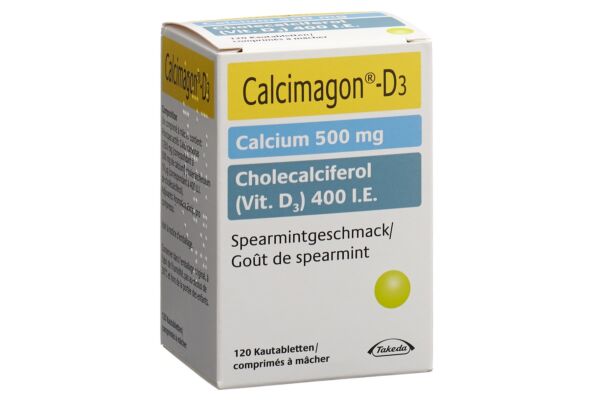 Calcimagon D3 cpr croquer 500/400 spearmint bte 120 pce