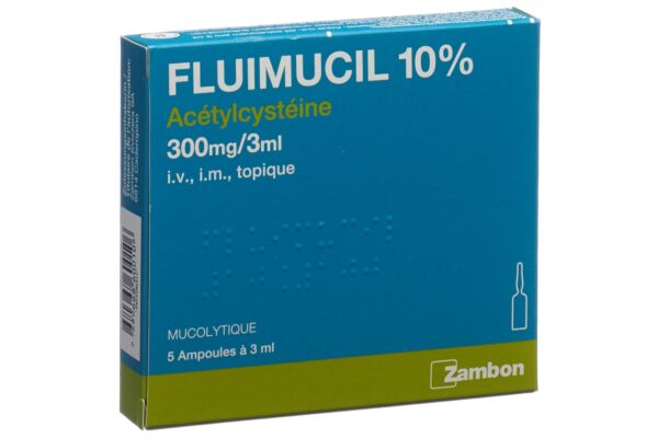 Fluimucil 10% sol inj 300 mg/3ml 5 amp 3 ml