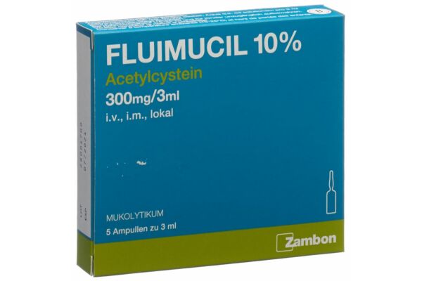 Fluimucil 10% sol inj 300 mg/3ml 5 amp 3 ml