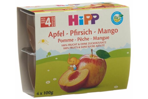 HiPP pause fruitée pomme pêche mangue 4 x 100 g