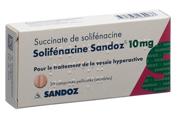 Solifénacine Sandoz cpr pell 10 mg 30 pce