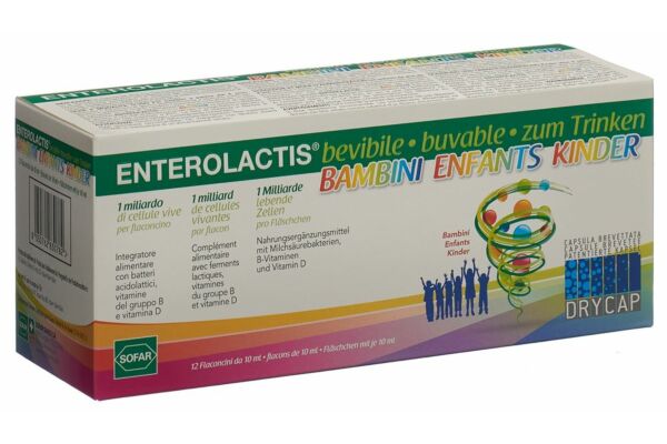 Enterolactis Trink Lös für Kinder mit Milchsäurebakterien B-Vitaminen und Vitamin D 12 Fl 10 ml