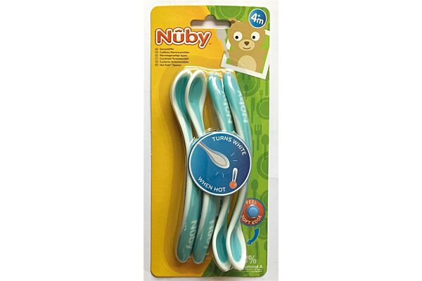 Nuby cuillères thermosensibles Soft Sensitive Flex voûtées 4 pce