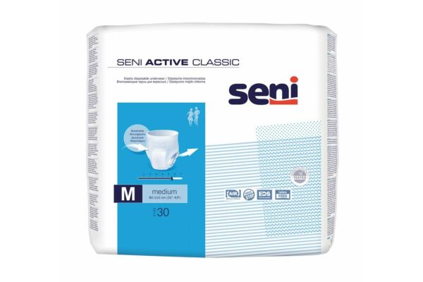Seni Active Classic Einweghosen M atmungsaktiv Hüftumfang 80-110cm 5.5 Tropfen Btl 30 Stk