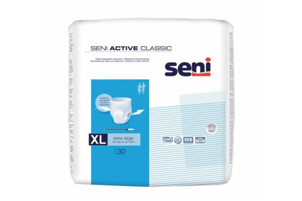 Seni Active Classic Einweghosen XL atmungsaktiv Hüftumfang 120-160cm 5.5 Tropfen 30 Stk
