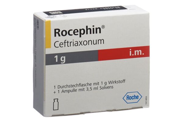 Rocephin subst sèche 1 g i.m. avec lidocaïne flac