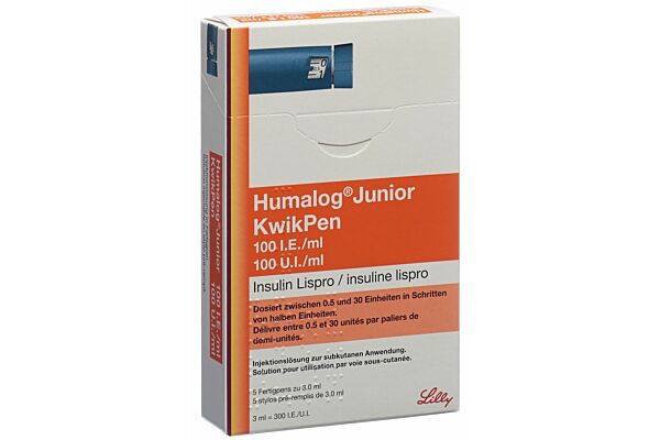Humalog Junior KwikPen Insulin Inj Lös 100 IE/ml 5 Fertpen 3 ml