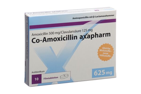 Co-Amoxicilline axapharm cpr pell 625 mg 10 pce